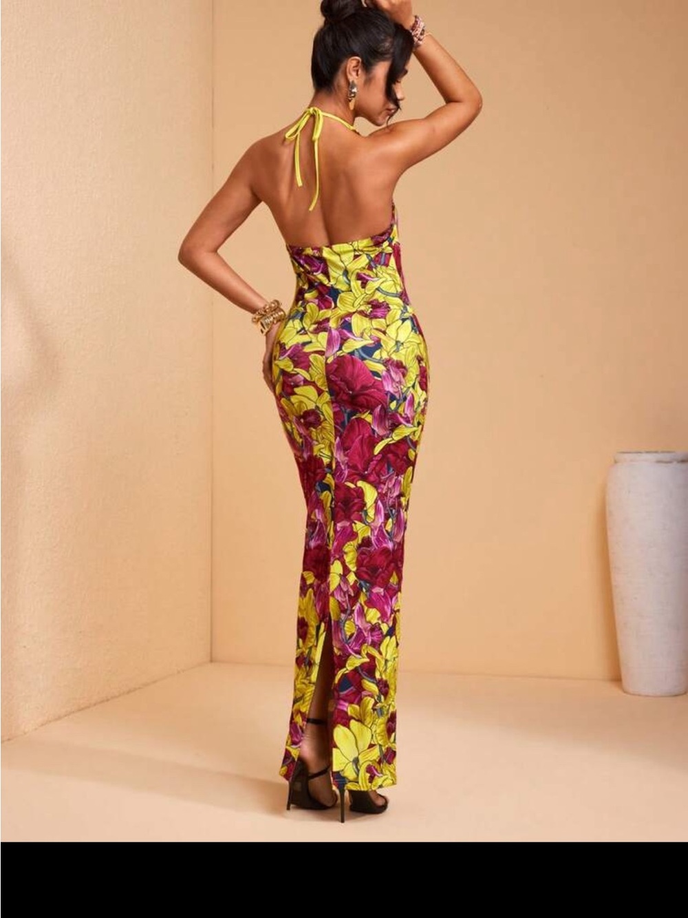 SHEIN Yellow & Pink Floral Maxi Dress - Picture 2 of 11